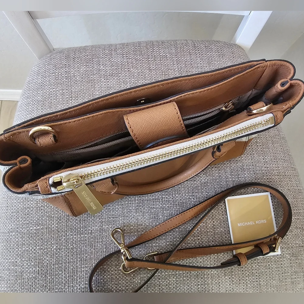 Michael Kors Cream and Tan Satchel
